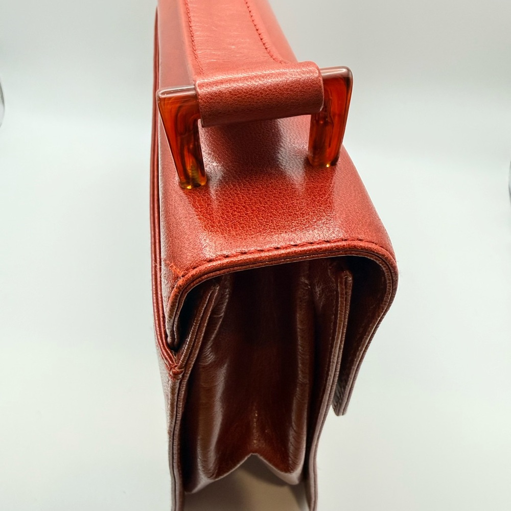 VINTAGE Prada Madras Bachel Leather Flap Bag - Porpora Red Tortoise - Picture 6 of 15
